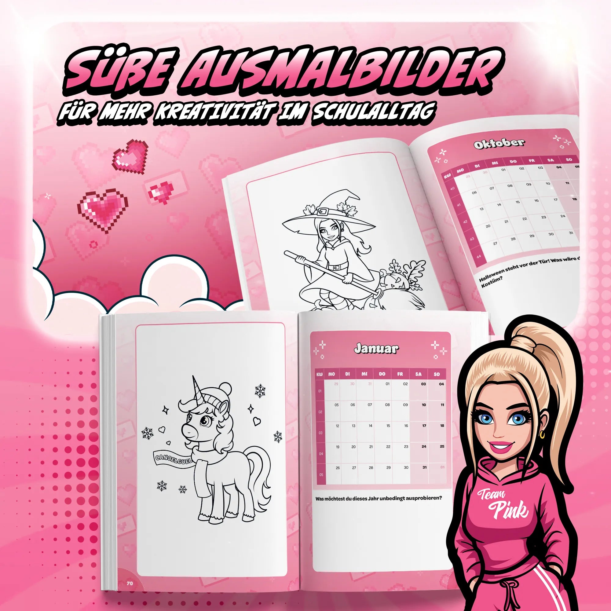 Mein Schulplaner 2025 / 2026: #TeamPink – der Schulkalender von Cansel